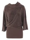 Rick Owens Draped Cowl-neck Top In Brown