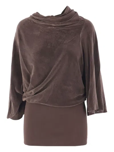 RICK OWENS DRAPED COWL-NECK TOP