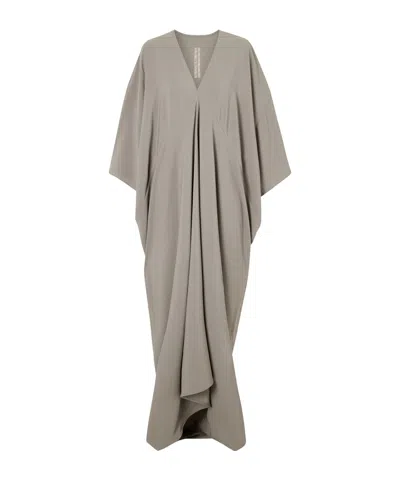 Rick Owens Draped Crepe Maxi Dress In Gray