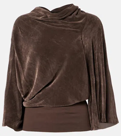 Rick Owens Draped Crêpe Top In Brown