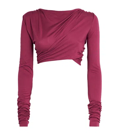 Rick Owens Draped Crop Top In Purple