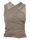 Rick Owens Draped Cross-front Top In Gray