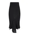Rick Owens Asymmetrical Midi Skirt In Wool In Black
