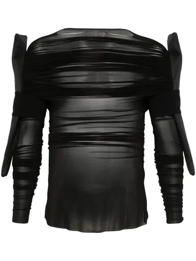 Rick Owens Draped-detailing T-shirt In 0909 - Blackblack