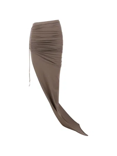 Rick Owens Draped Drawstring Skirt In Brown