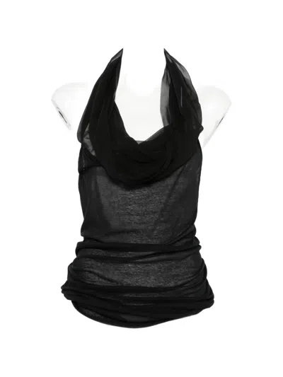 Rick Owens Draped Halterneck Tank Top In Black