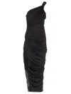 Rick Owens Draped Jersey Midi Dress Dresses Black In Black