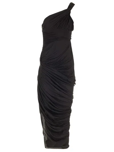 Rick Owens Draped Jersey Midi Dress Dresses Black