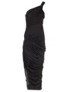 Rick Owens Draped Jersey Midi Dress Dresses Black In Black