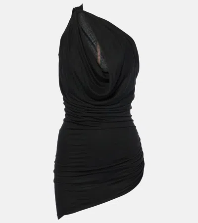 Rick Owens Draped Jersey Minidress In Black