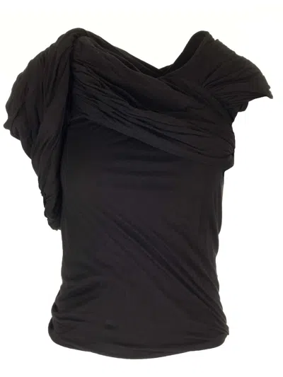 RICK OWENS DRAPED JERSEY TOP TOPS BLACK