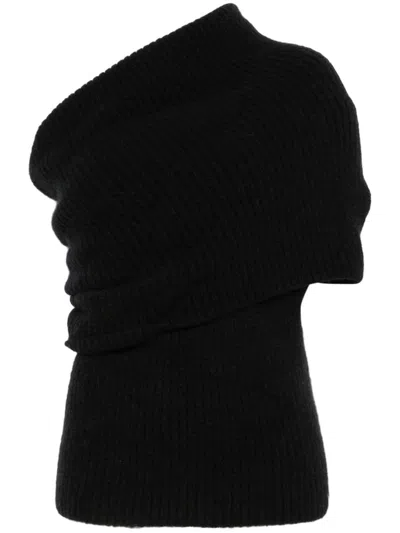 Rick Owens Draped Knitted Top In Black