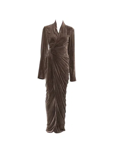 Rick Owens Draped Maxi Dress In Brown