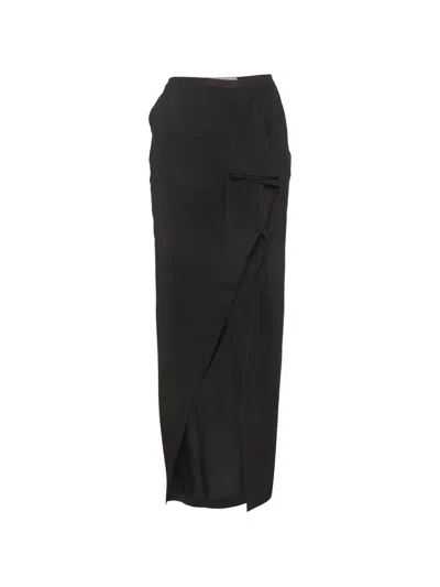 Pre-owned Rick Owens Draped Maxi Skirt In Black