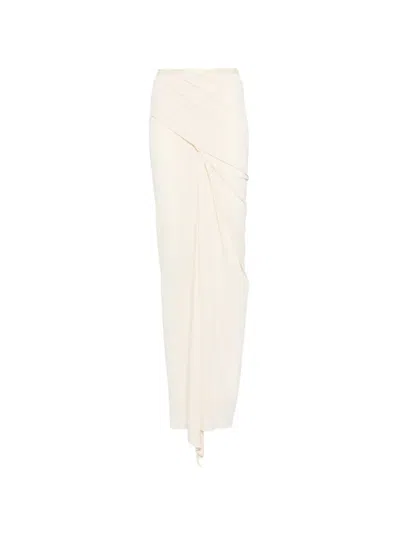 Rick Owens Draped Maxi Skirt In White