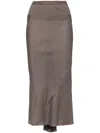 Rick Owens Draped Midi Skirt In Grey