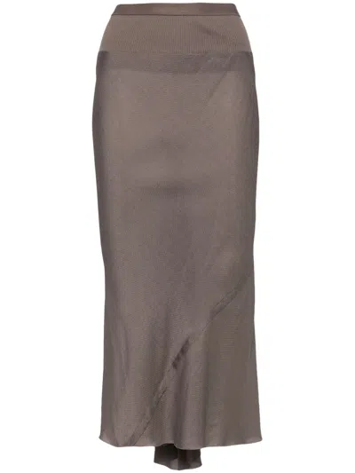 Rick Owens Draped Midi Skirt In Grey