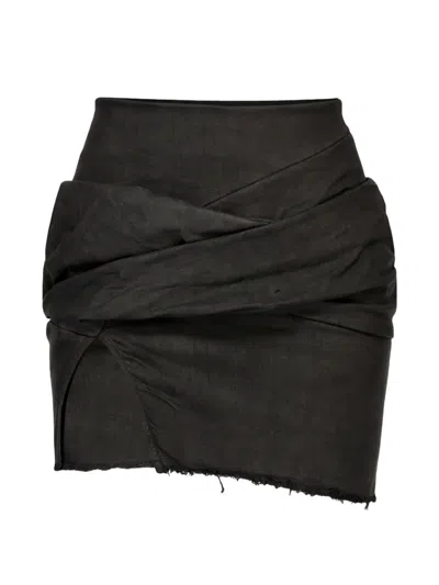 Rick Owens Draped Mini Skirt In Black