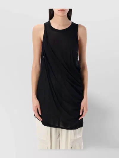 Rick Owens Draped Neck Sheer Sleeveless Top In Black