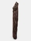 Rick Owens Draped One-shoulder Dress In Brown