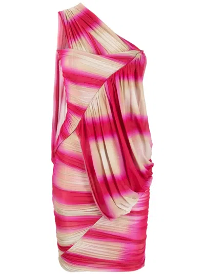 Rick Owens Draped One-shoulder Dress In Fuchsia