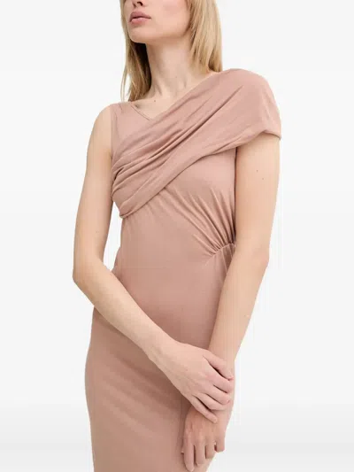 Rick Owens Draped One-shoulder Fitted Dress In Pink