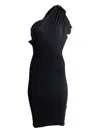 Rick Owens Draped One-shoulder Midi Dress In Black