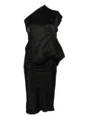 Rick Owens Draped One-shoulder Midi Dress In Black
