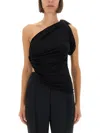 Rick Owens Asymmetric One-shoulder Draped Top In Black