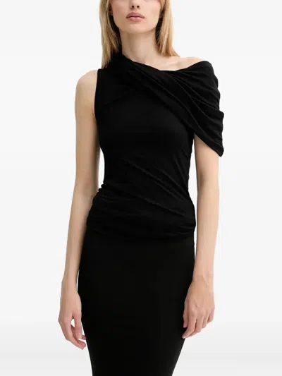 Rick Owens Draped One-shoulder Top In Black