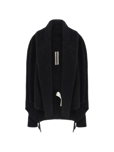 Rick Owens Draped Open-front Cape In Black