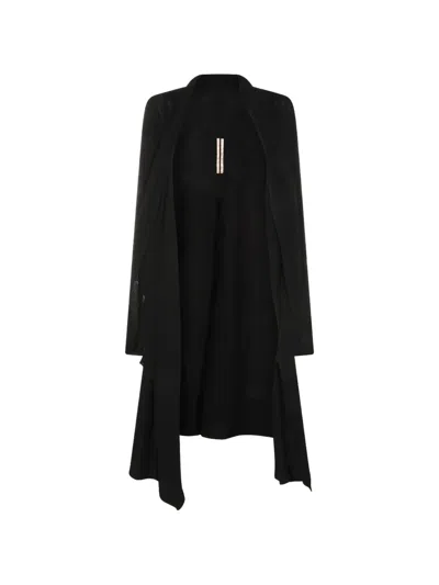 Rick Owens Long Shawl Cardigan Open Front Ribbed Knit In Multi