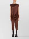 Rick Owens Draped Panel Cap Sleeve Satin Top