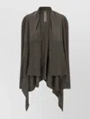 Rick Owens Draped Hem Long Sleeve Ribbed Cardigan In Black