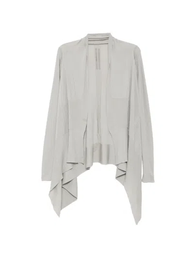 Rick Owens Draped Ribbed-knit Cardigan In Gray