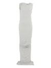 Rick Owens Draped Ruched Maxi Dress In Gray