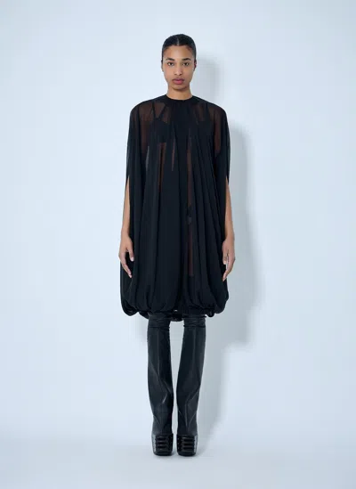 Rick Owens Draped Sheer Overlay Dress In Black