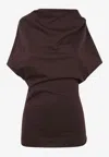 Rick Owens Draped Short-sleeved Top In Brown