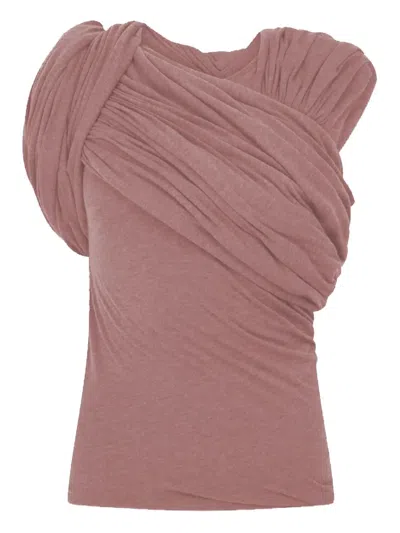 Rick Owens Draped-shoulder Blouse In Pink