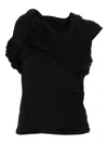 Rick Owens Draped-shoulder Top In Black