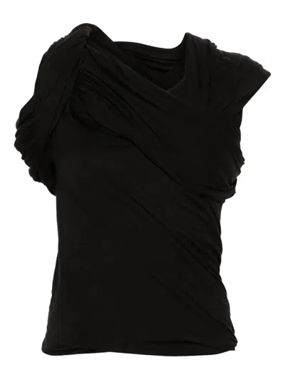 Rick Owens Draped-shoulder Top In Black