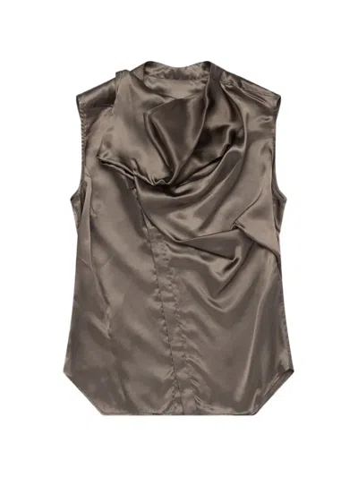 Rick Owens Sleeveless Island Shirt In Green