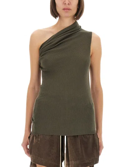 Rick Owens Draped Sleeveless Top In Green