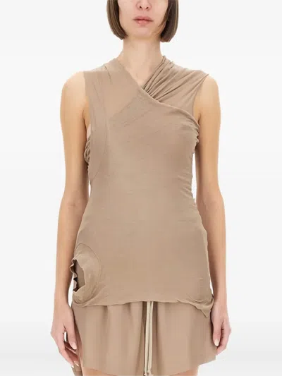 Rick Owens Top With Crossover In Brown