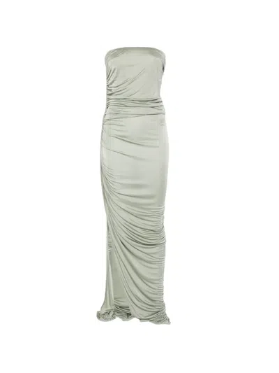 Rick Owens Draped Slit Maxi Dress In Green