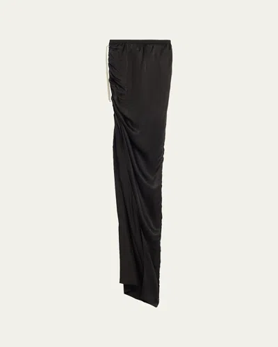 Rick Owens Draped Slit Maxi Skirt In Black