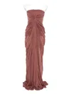 Rick Owens Draped Strapless Maxi Dress In Pink