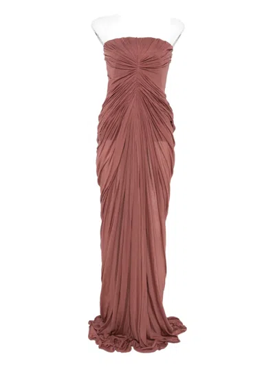 Rick Owens Draped Strapless Maxi Dress In Pink