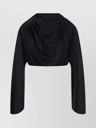 Rick Owens Draped Tech Fabric Top With Button Detail In Black