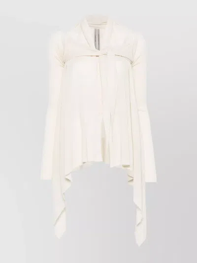 RICK OWENS DRAPED TIE DETAIL WOOL SWEATER